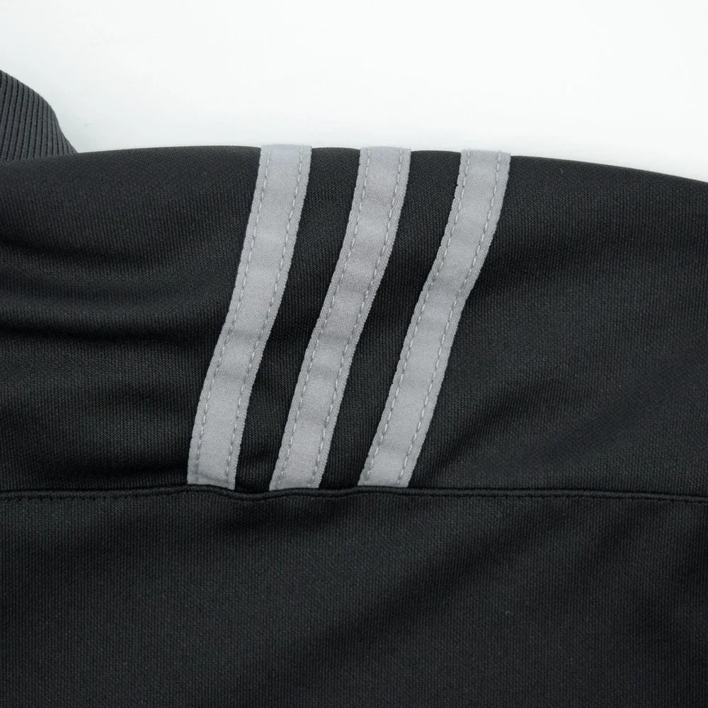 adidas Golf Mens 2XL Black 3-Stripes Shoulder Performance Polo Shirt XXL Top